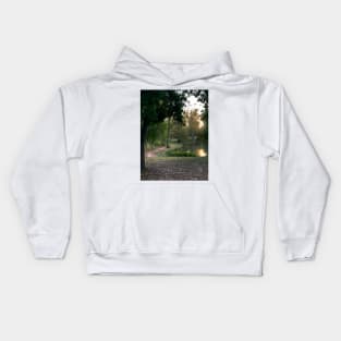 Beautiful Trail Scene with a Pond - Tomahawk Creek Pond Overland Park KS Kids Hoodie